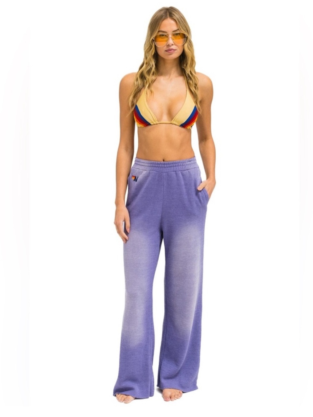 Aviator Nation Wide Leg Sweatpants in Faded Grape - Picture 1 of 7